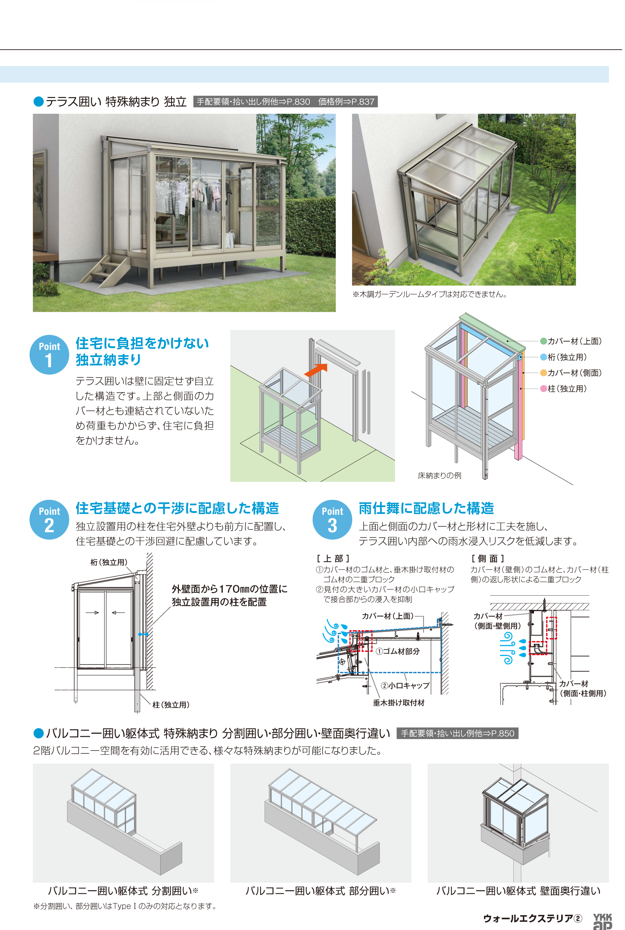 YKK AP | ソラリア バルコニー囲い 柱建式【2023年版】 | 建材サーチ