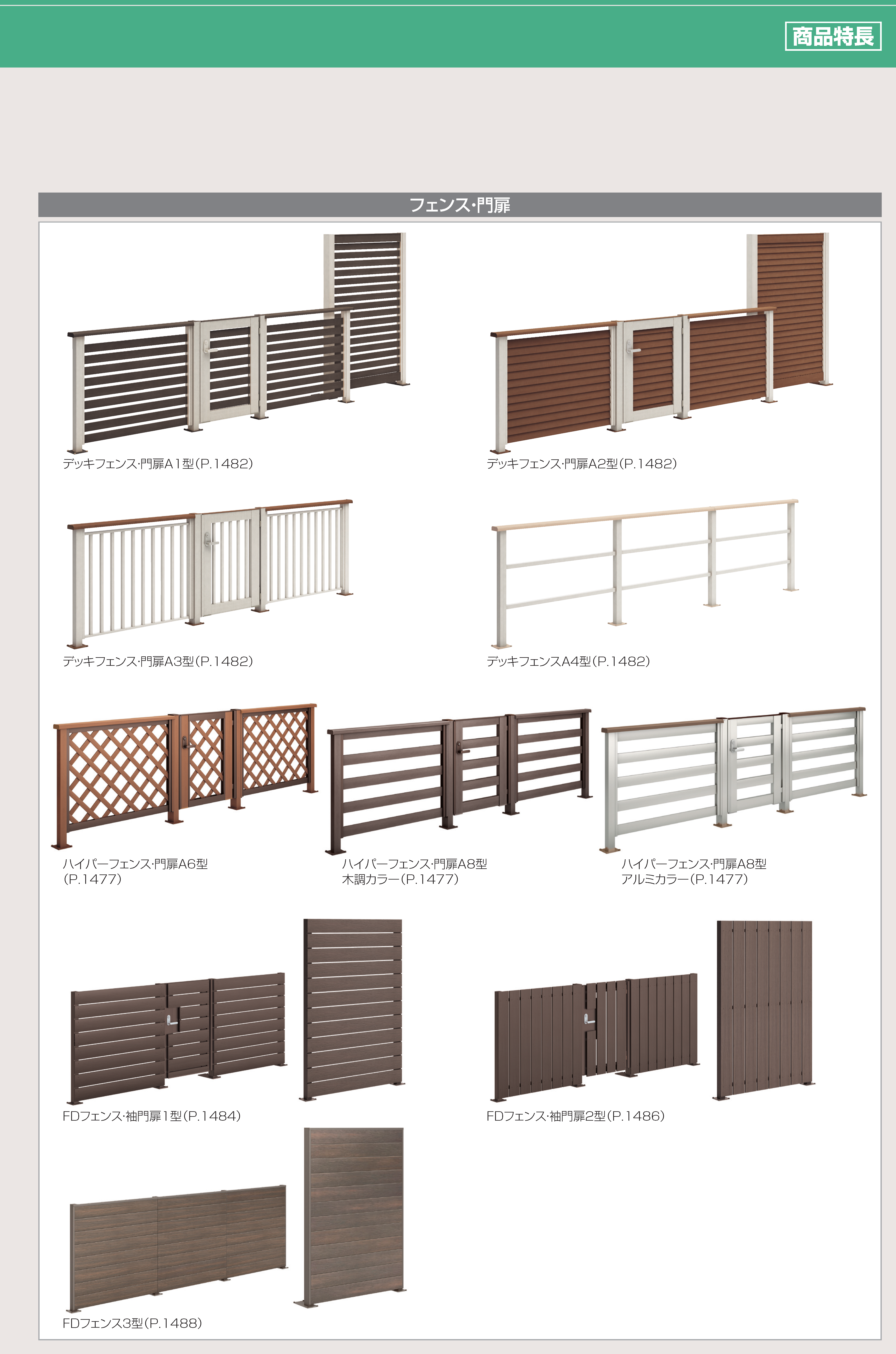 四国化成 | ファンデッキ FDフェンス1型/袖門扉1型【2023年版