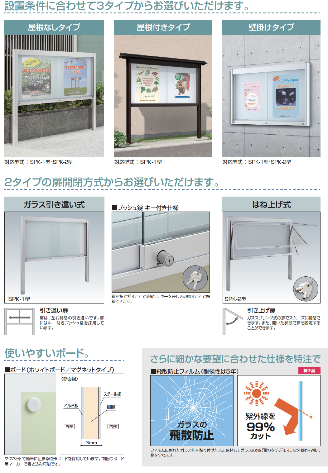 三協アルミ | ユニット掲示板 SPK-1型 (屋根なしタイプ／H10) | 建材サーチ