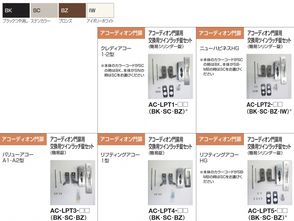 四国化成 補修部品 大型アコーディオン門扉用交換用ツインラッチ錠セット シリンダー錠 OAC-LPT2-BK ブラックつや消し 四国化成 エクステリア 補修部品 アコーディオン門扉用 交換用ツイン