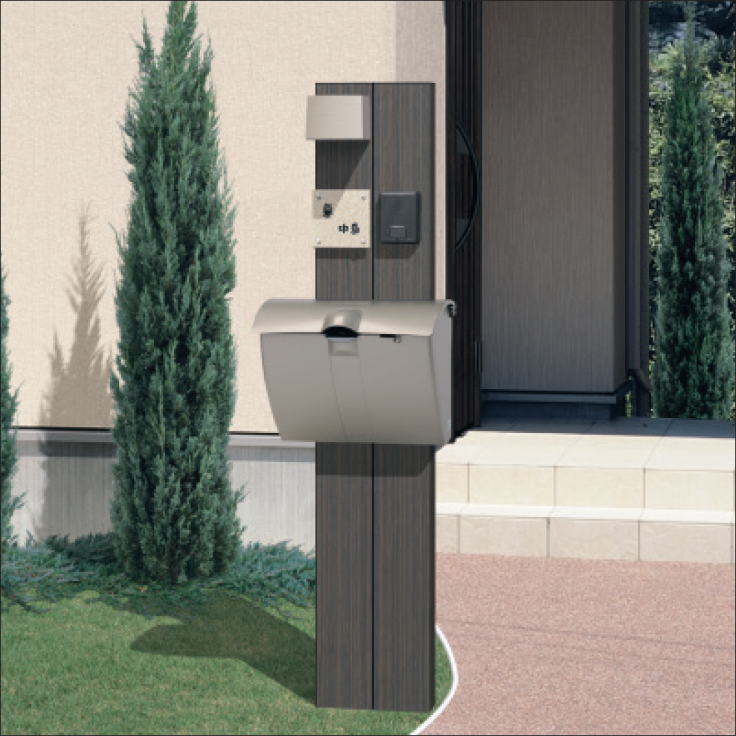 お買い得！新品！木目調アルミ製ポール（2組×3セット） 門柱、アルミ製ポール、門柱ポール、自然な目隠し】スタイルポール