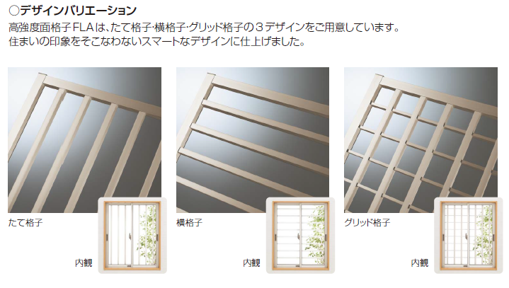 高強度面格子 FLA グリッド格子 18603 W1950×H430mm 壁付 面格子 YKKap アルミサッシ YKK 窓 サッシ 後付け 防犯 頑丈 取付 リフォーム DIY