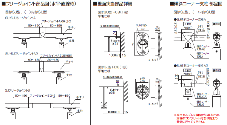 四国化成 | 手すり セイフティビーム SJ型 Φ38mm 標準仕様