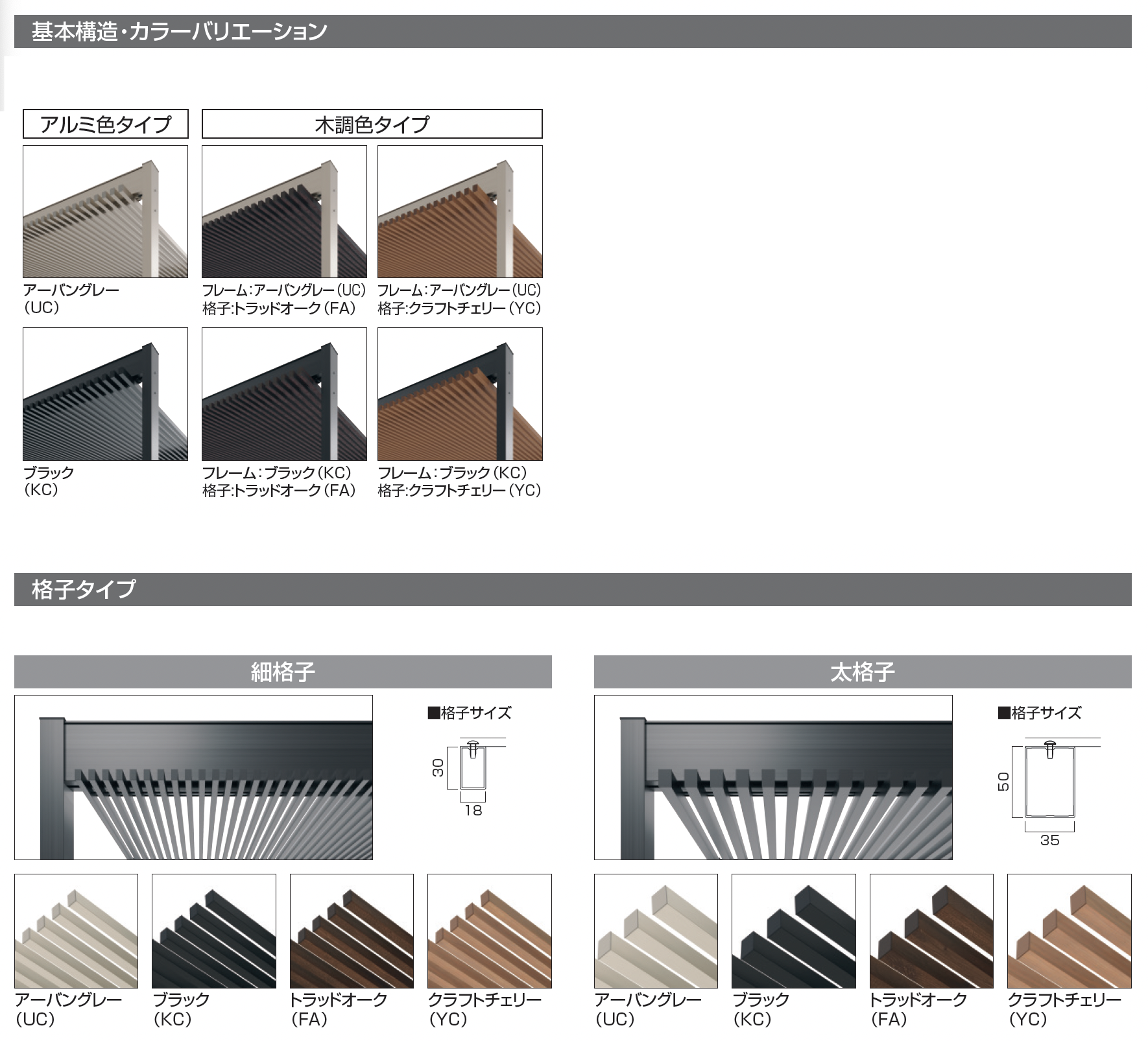 三協アルミ | アウトドアフレーム L-Class 格子並行納まり(細格子・太