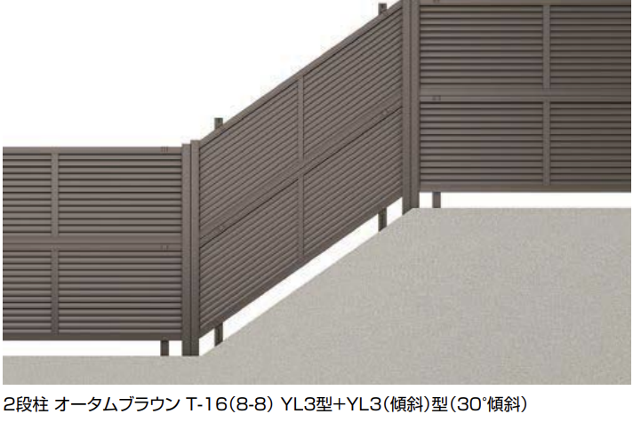 Y 出品 LIXIL | フェンスAB YL3(傾斜)型(横ルーバー)多段柱(2段柱)【2022年版