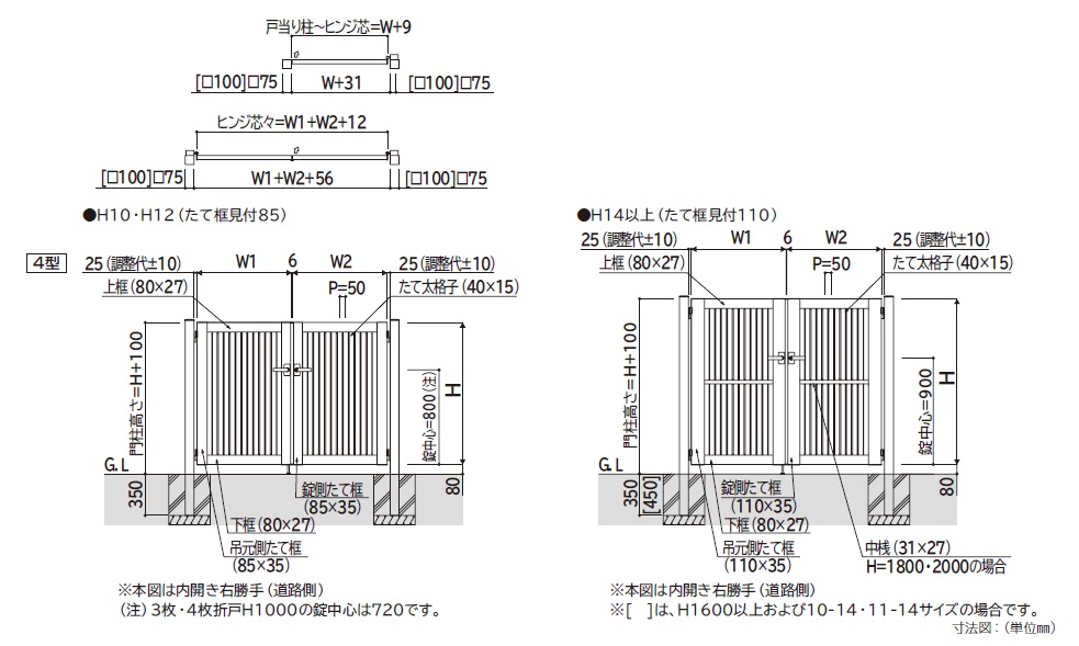 製図版 YKK AP | シンプレオ 門扉4型【2024年版】 | 建材サーチ