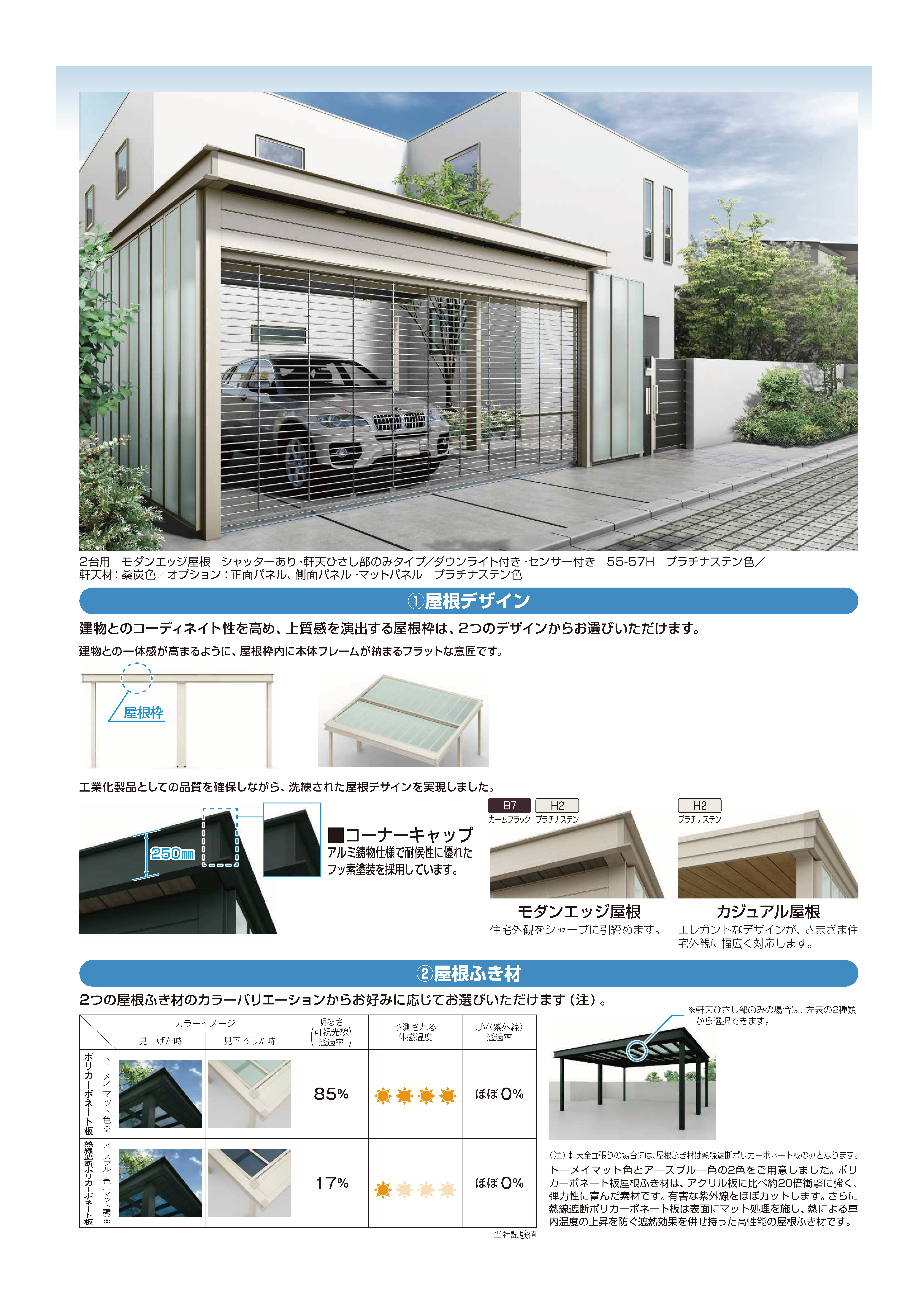 YKK AP | エクスティアラ カーポート 2台用・シャッターありタイプ