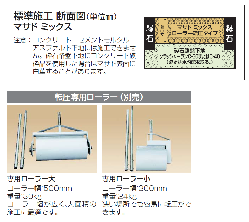 四国化成 | マサド ミックス(ローラー転圧タイプ)【2024年版】 | 建材