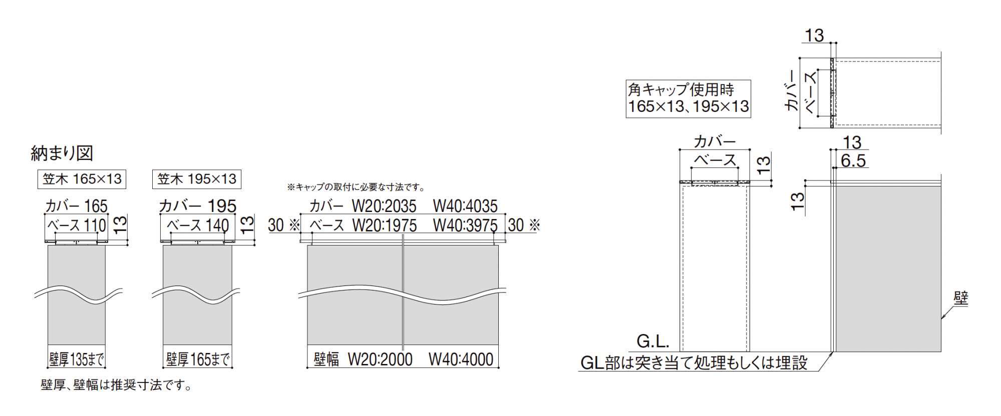 LIXIL | 笠木 165×13・195×13 | 建材サーチ