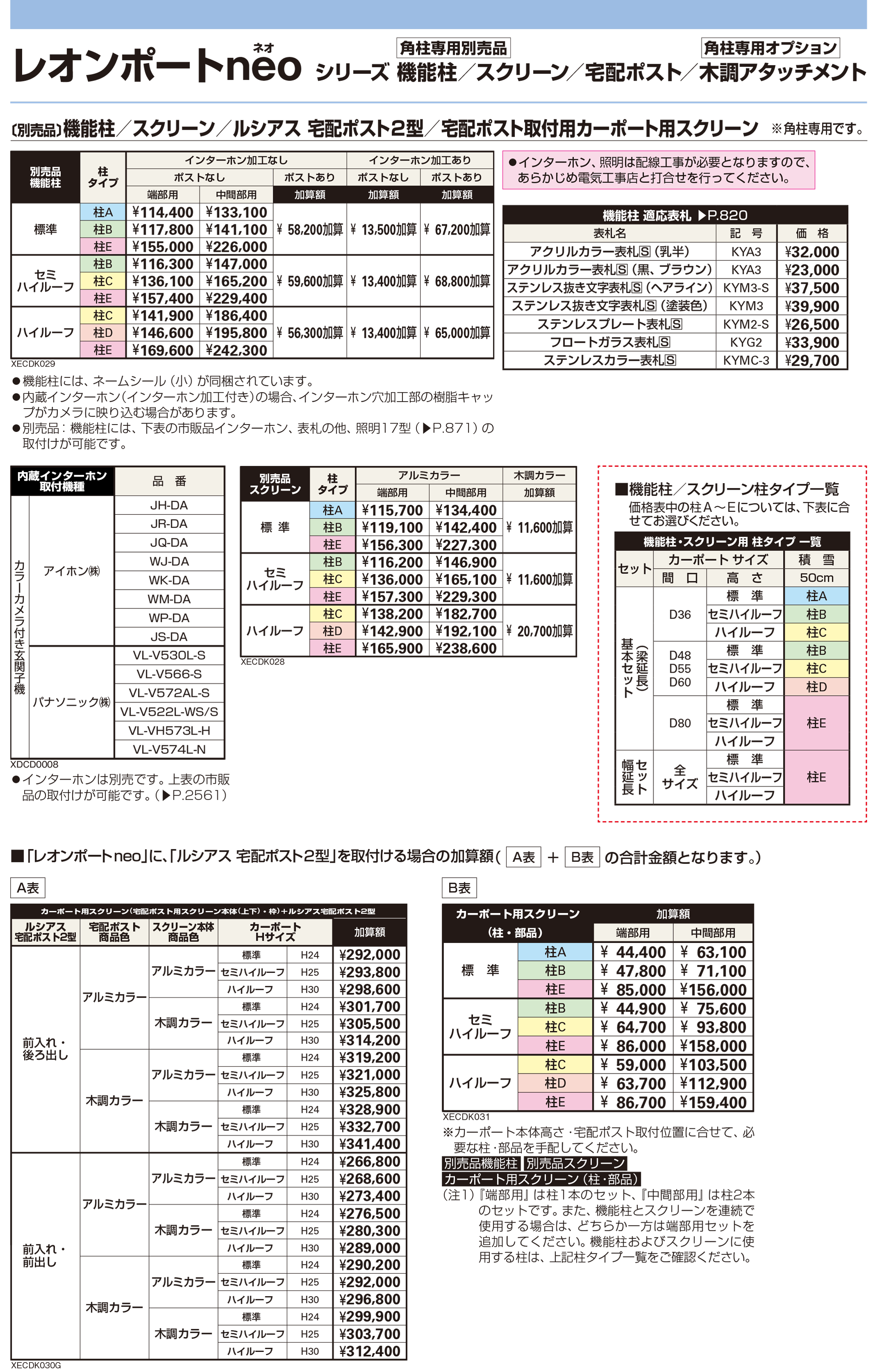 YKK AP | レオンポートneoシリーズ-機能柱／スクリーン／宅配ポスト