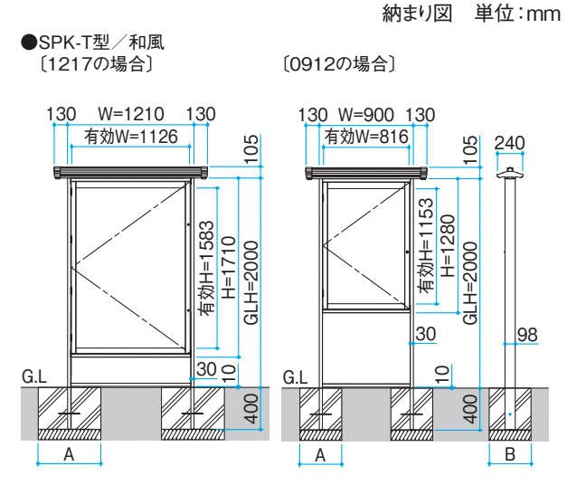 三協アルミ | アルミ掲示板 横開きタイプ SPK-T型／和風 【2022
