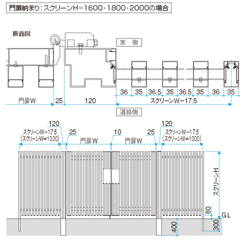 三協アルミ | エルファード両面タイプ1型(門柱+門扉+ランマ 三協アルミ | エルファード両面タイプ1型(門柱+門扉+ランマ