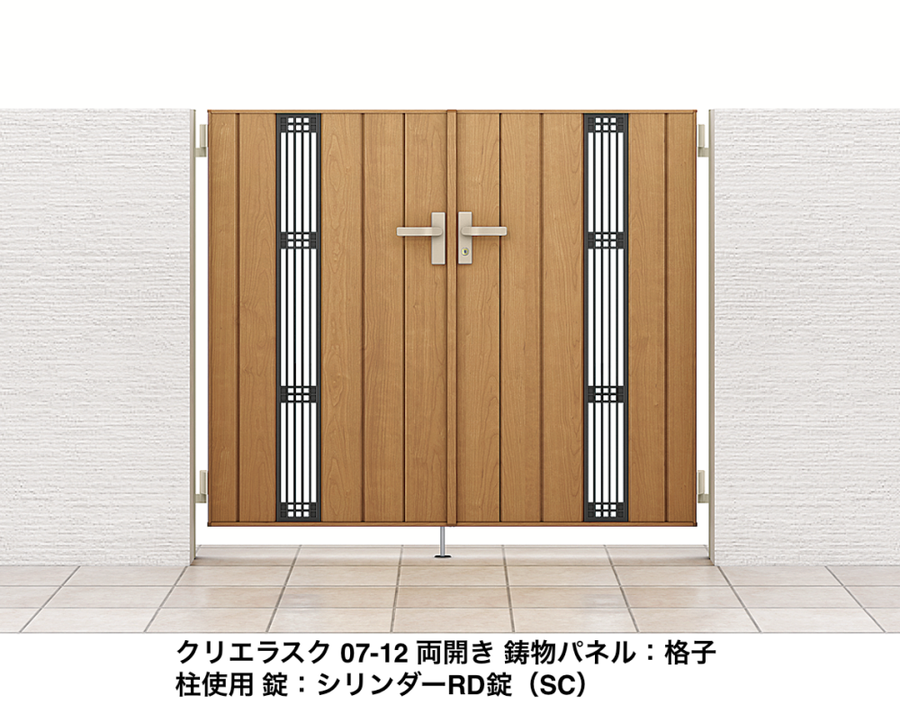 K*A様 シュトラ 2枚 旧枠 玄関引戸 菩提樹 2枚建 化粧枠 ランマ付 214型(竪繁格子