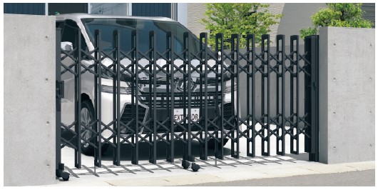 三協アルミ　クロスゲートP　ペットガードタイプ　片開き親子タイプ　48DO(13S+35T)H12(1252mm)　ガイドレールタイプ（後付け）　『カーゲート　伸縮門扉』 三協アルミ クロスゲートP ペットガードタイプ 片開き親子タイプ 59DO(13S+