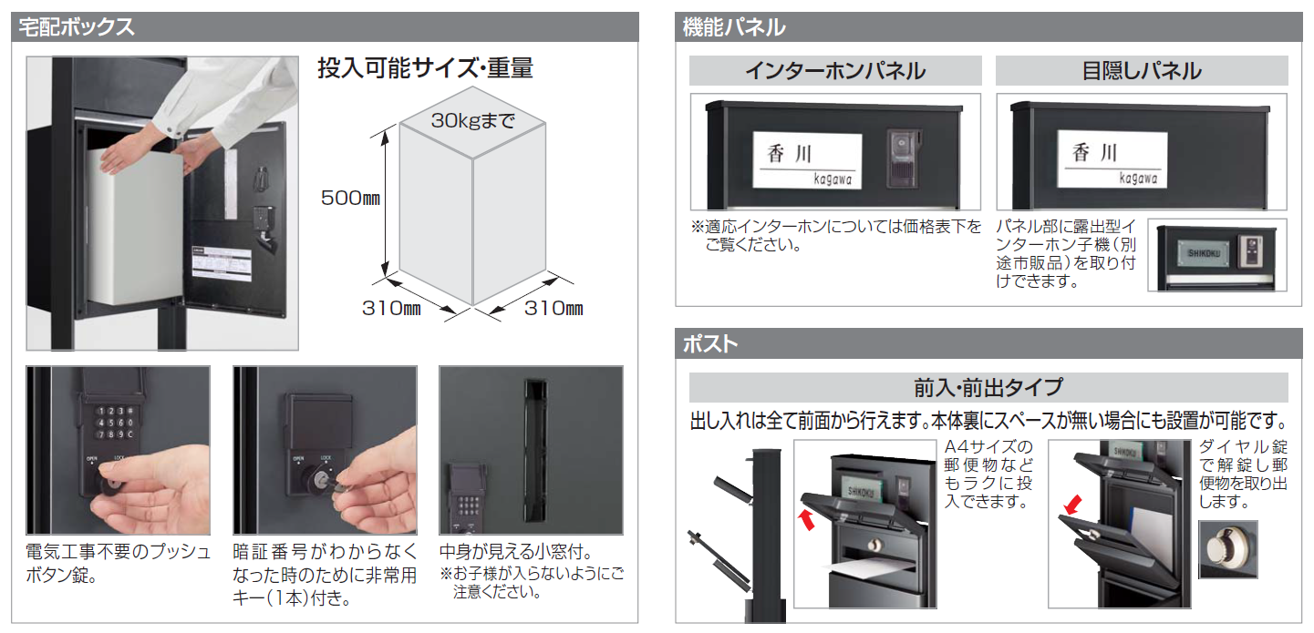 四国化成 | ソネット門柱1型 宅配ボックス付【2024年版】 | 建材